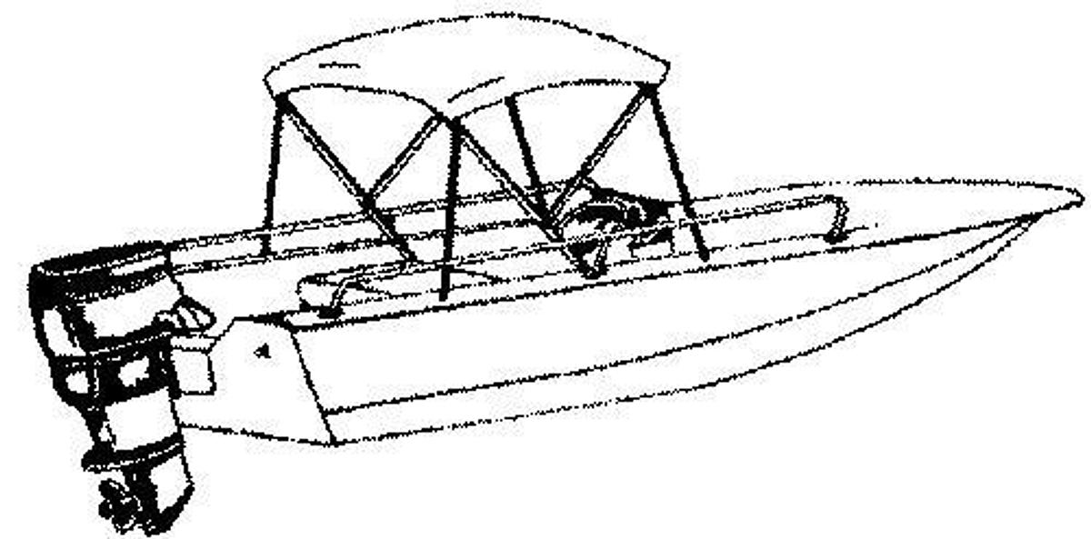 2 Bow Bimini Top, 42in.H - 53in.-62in. Beam