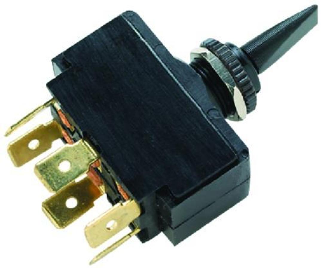 (On)/Off/(On) Black Plastic Paddle Toggle Switch