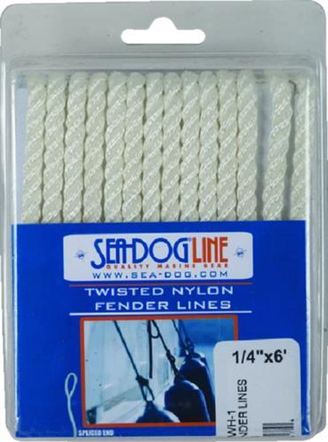 Premium Twisted Three-Strand Nylon Fender Line - 3/8in. x 8ft. - White - Pack of 2