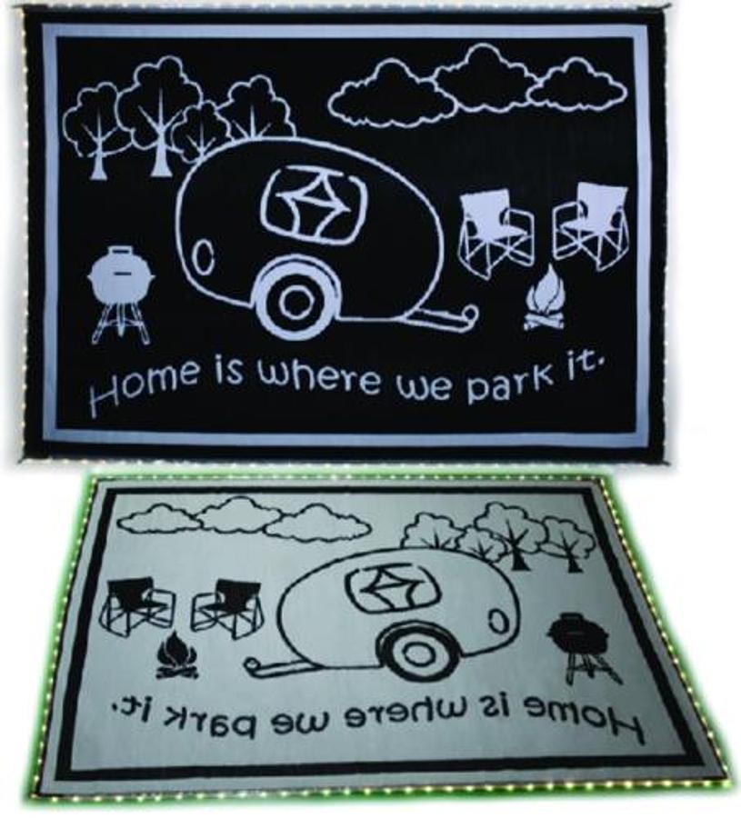 Reversible Mat with 110V LED Lights - 8ft. x 11ft. - Black/White