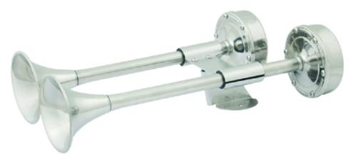 Compact Trumpet Electric Horn 12V - Stainless Steel - Dual