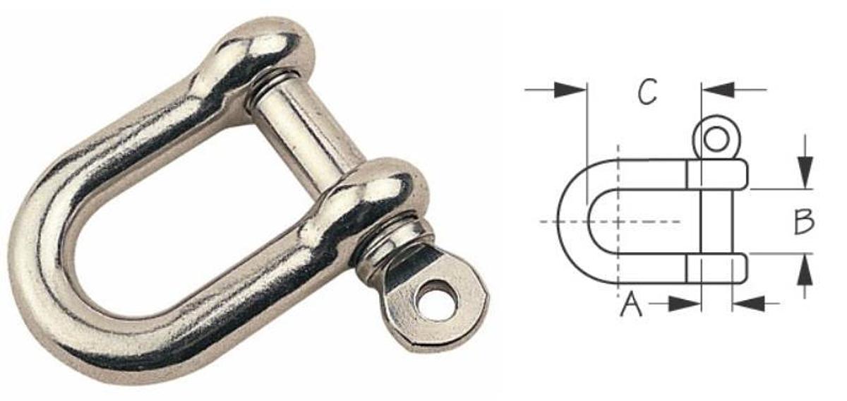 Stainless Steel D Shackle - 1/4in.