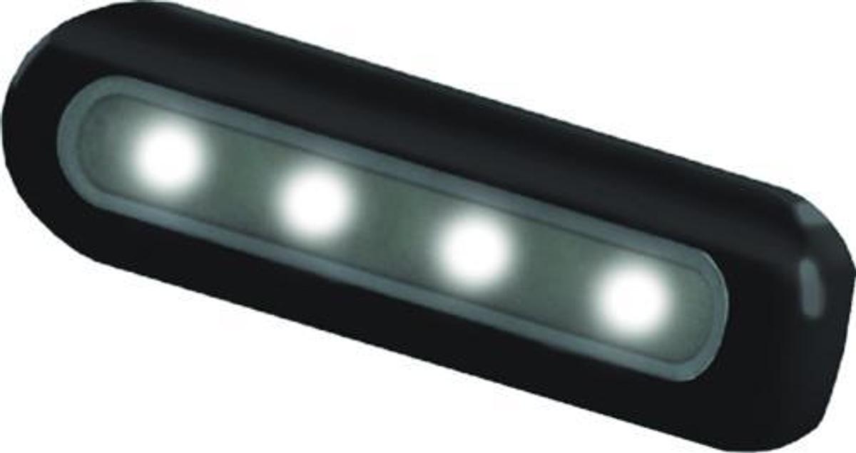 LED Black Housing Flat Mount 4 LED Deck Light - 12/24V - 5 1/8in. L x 1 3/8in. H - White