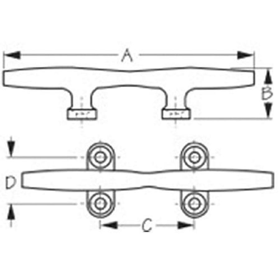 Heavy Duty Stainless Steel Open Base Cleat - 8in.