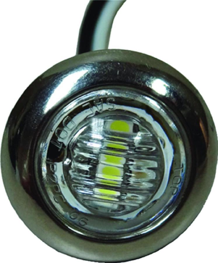 LED Push-In Utility Light - Stainless Steel Bezel Housing - 1 1/8in. Dia. x 3/4in. D - White