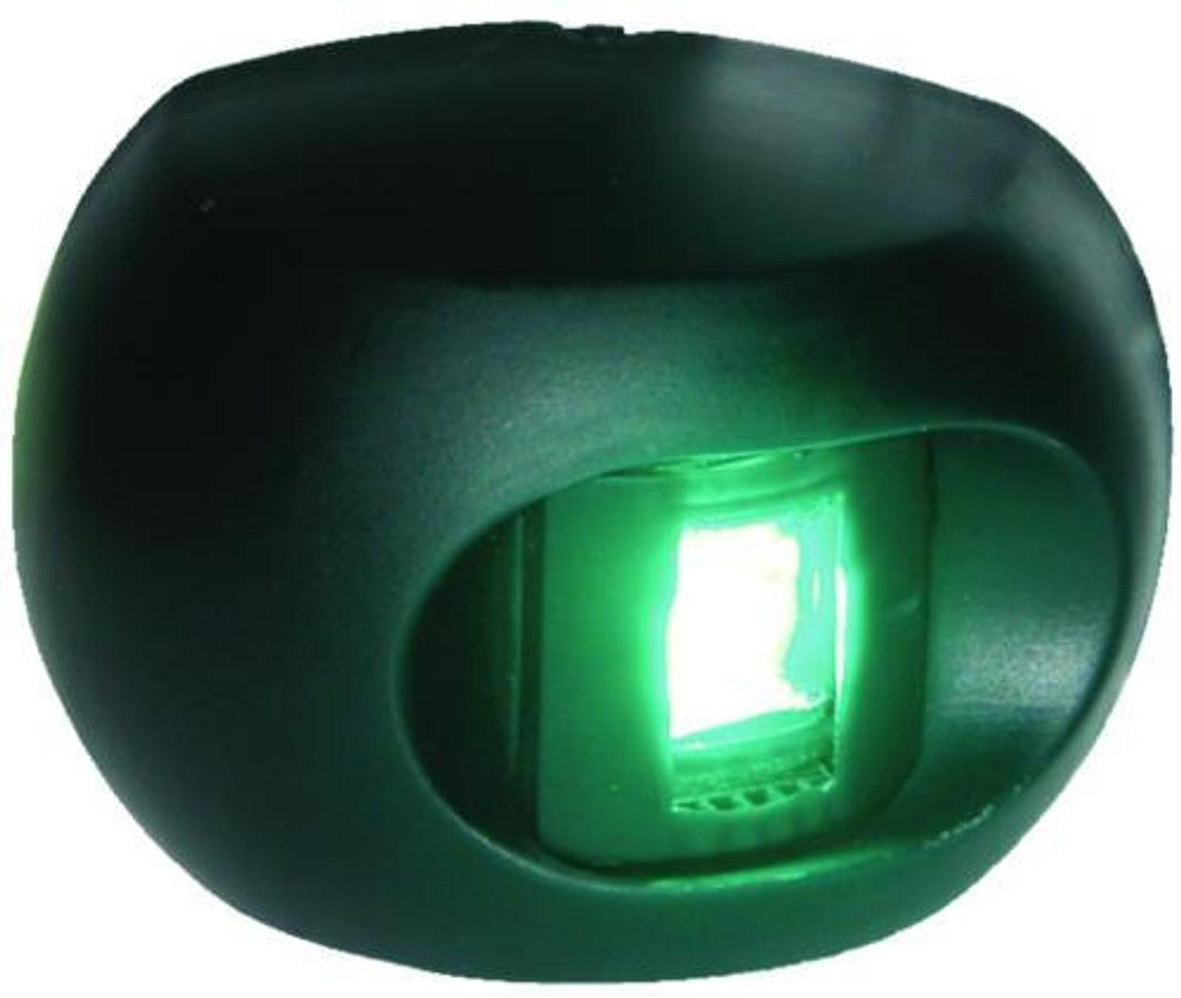 Series 34 LED Bulkhead Mount Side Light - Starboard - Black Housing - Green Lens