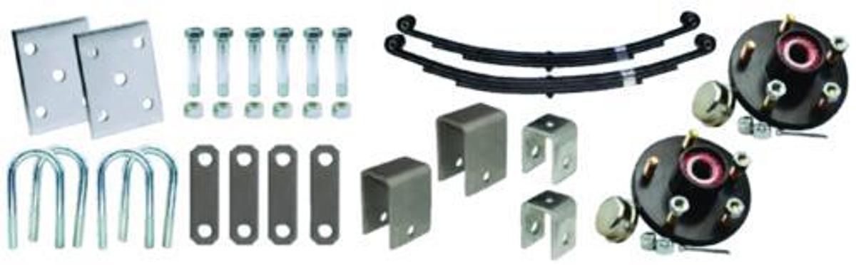 Axle Installation Kit with Painted 4-Stud Hubs - 1 3/4in. Round with 1in. Spindle - 2000-2200lbs