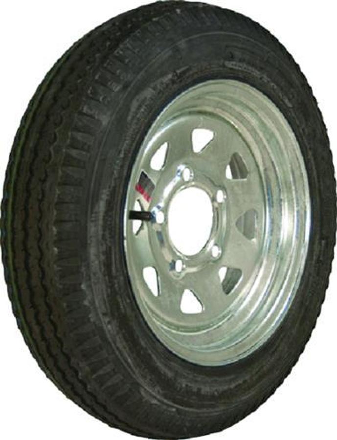 K353 12in. Bias Spoke Tire and Wheel Assembly - Max Load 1250lbs. - 5 Lug - Galvanized