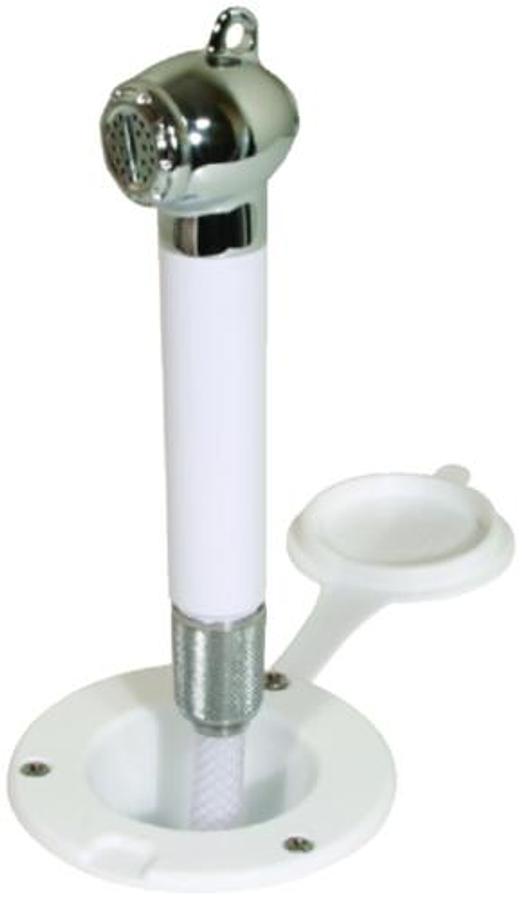 Recessed Transom Shower White With 13in. Nylon Hose - Horizontal Mount Only