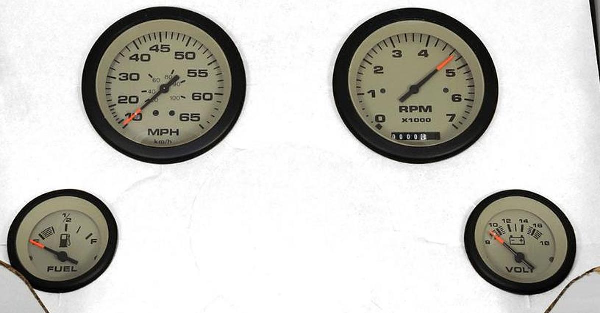 Sahara 4 Piece Outboard Gauge Set with Tach/Hour Meter