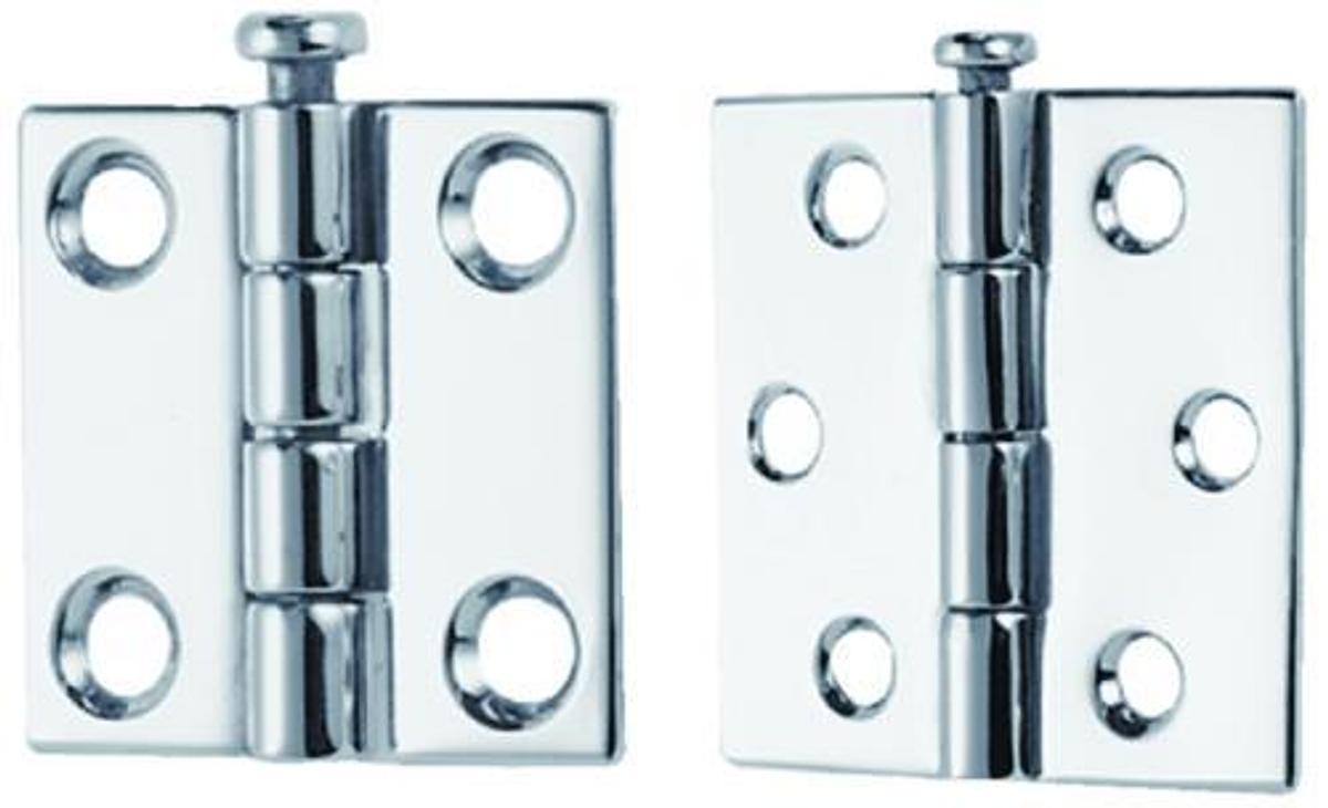 Chrome Plated Stamped Brass Butt Hinges w/ Removable Pin - 3in. Pin - 3in.W - #10 Screw Size - 2pk.