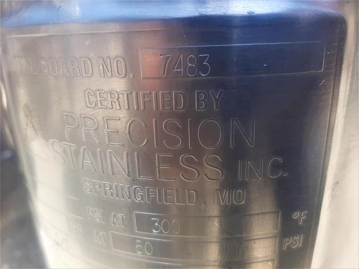 Used Reactor, 660 Gallon, 316L S/st, Jkt, 50 PSI, Precision F #S744224
