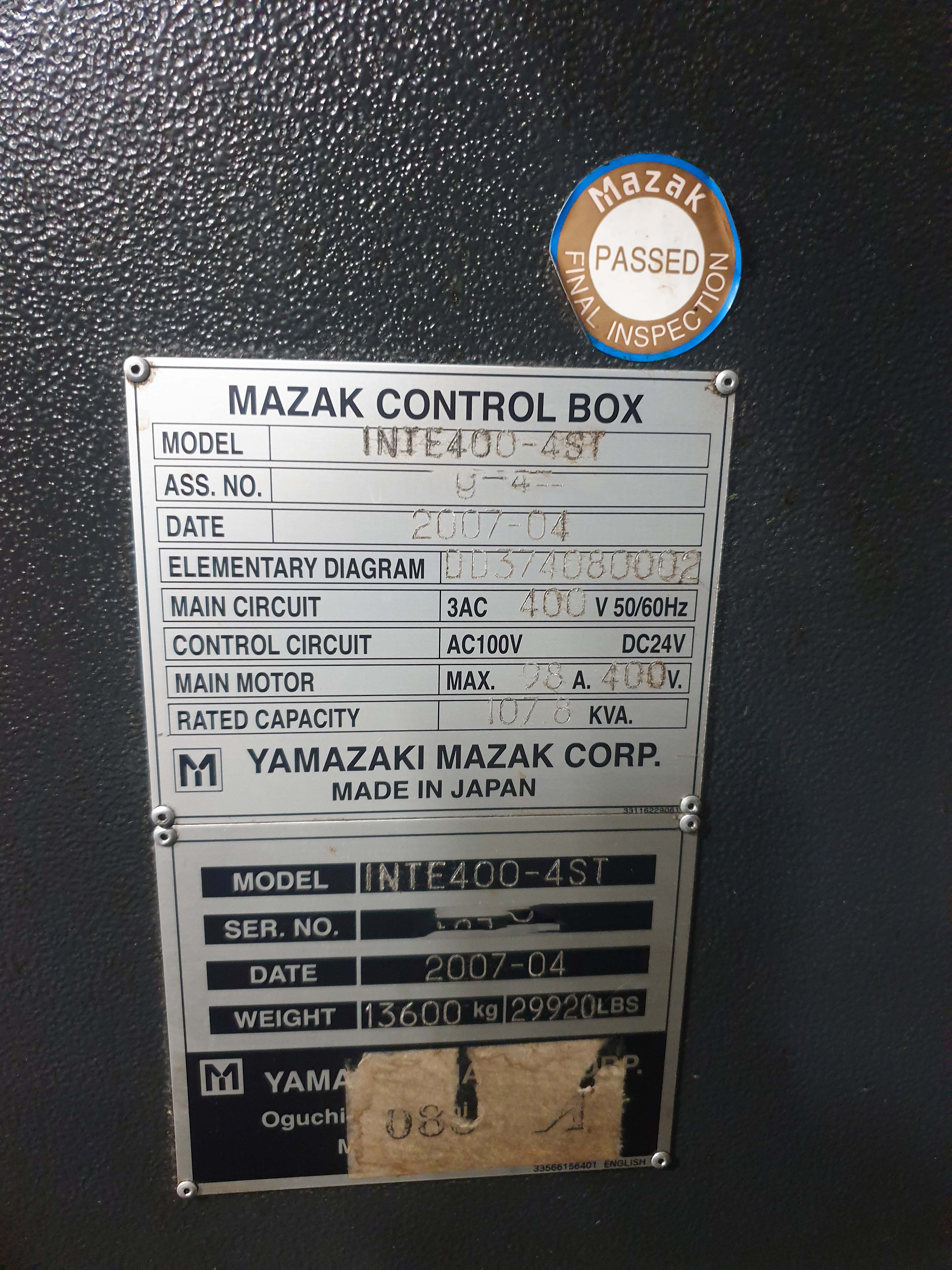 Used Mazak Integrex 400-IV ST - CNC Lathe - 2007