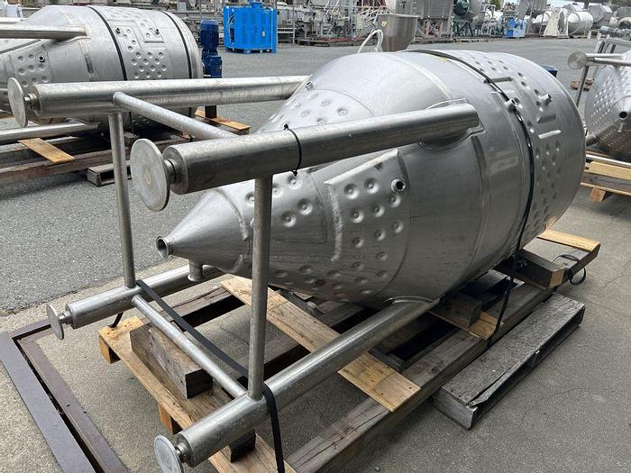 Used Tank, 132 Gallon, 500 Liter, S/St, Jkt, Agit, Cone Bottom #S744579