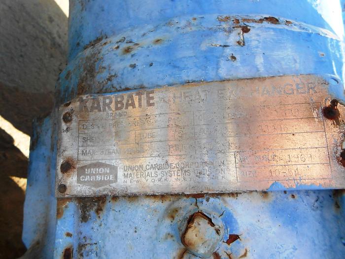Used Heat Exchanger, Shell & Tube, Cylindrical, Karbate, #S742164