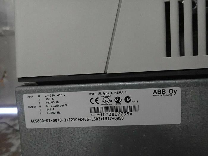 Used ABB ACS800-01-007-3 AC Drive w/ Control Panel CDP312R