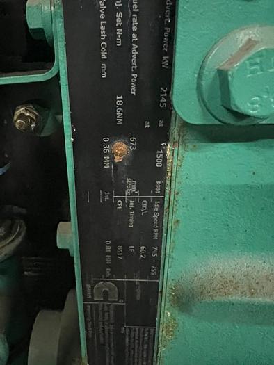 Used Cummins generator very low hours with Stamford alternator