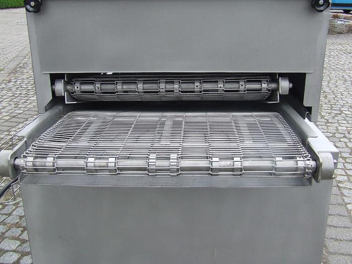 Usado "STORK" TBM 600 unidad de fritura con una cinta que presiona el producto y un depósito de aceite