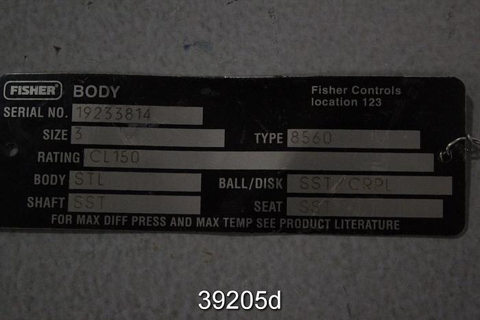 Unused Fisher 3" Butterfly Valve Body, Type 8560 #39205