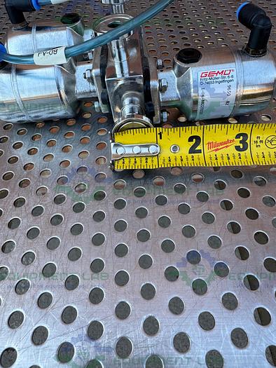 Used Lot of 3 - Gemu 9650 8Z 20T1 4-Way Diaphragm Valve w/ 1/2" Sanitary Fitting