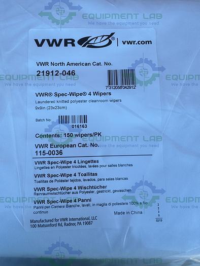 Lot of 4  - VWR  21912-046 Spec Wipe 4 Wipers Polyester Wipers 9" x 9"