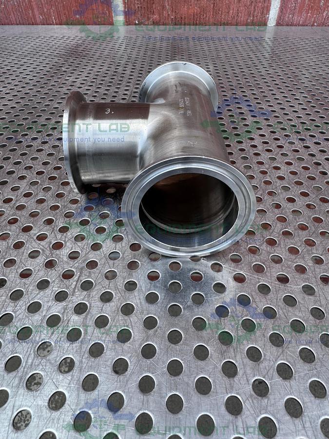 Used 3 Way 316L Stainless Steel Tee w/ 2" Sanitary Fittings & 2" Center