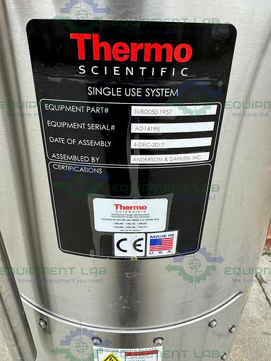 Used Thermo  HyPerforma Stainless Steel Water Jacketed Single Use 50L 5:1 Bioreactor