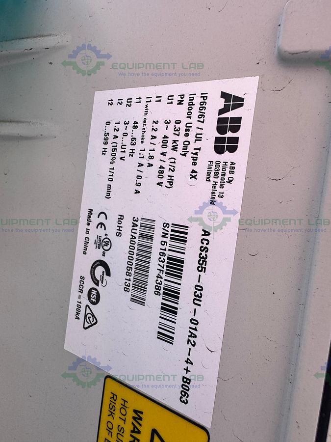 Used Admix 100RXGF-050 RotoMixx 1/2 HP w/ Admix Frame, ABB Controller 480V