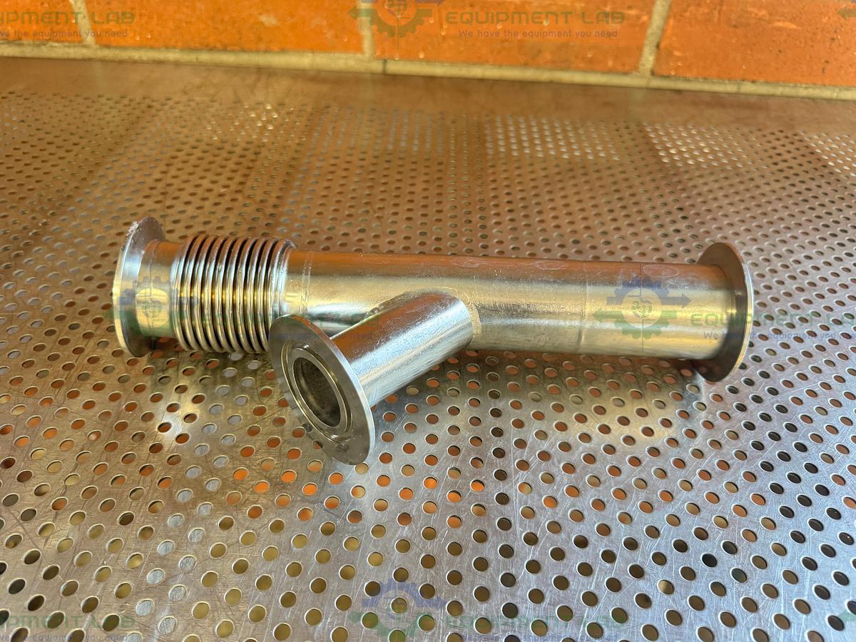 Used Stainless Steel KF50 Vacuum Bellow Tee
