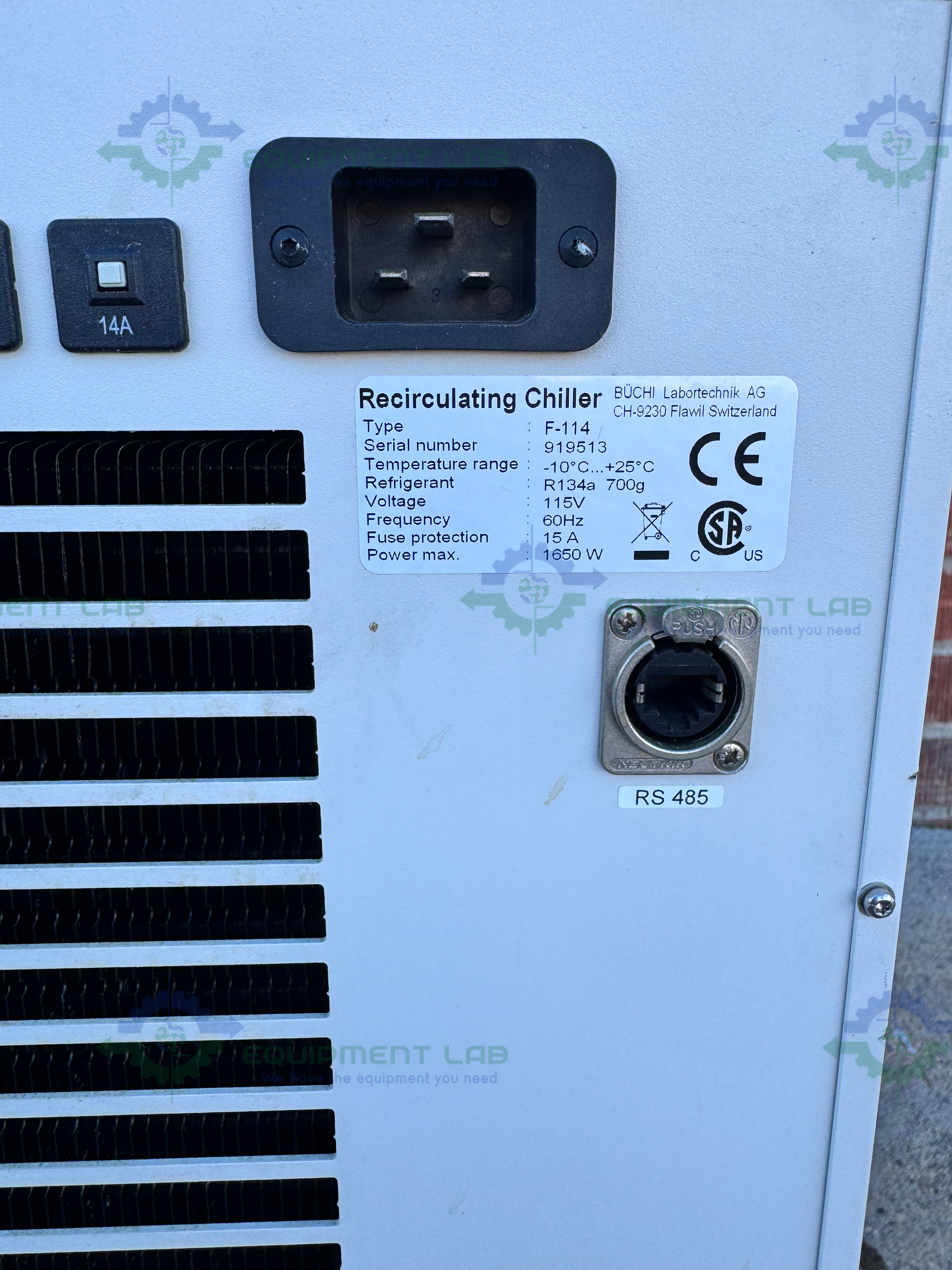 Used Buchi F-114 Recirculating Chiller -10C to +25°C Cooling Capacity of 1400W at 15C