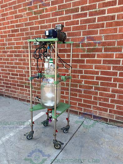 Used Chemglass  20 Liter Jacketed Glass Reactor w/ Chemglass Overhead Stirrer