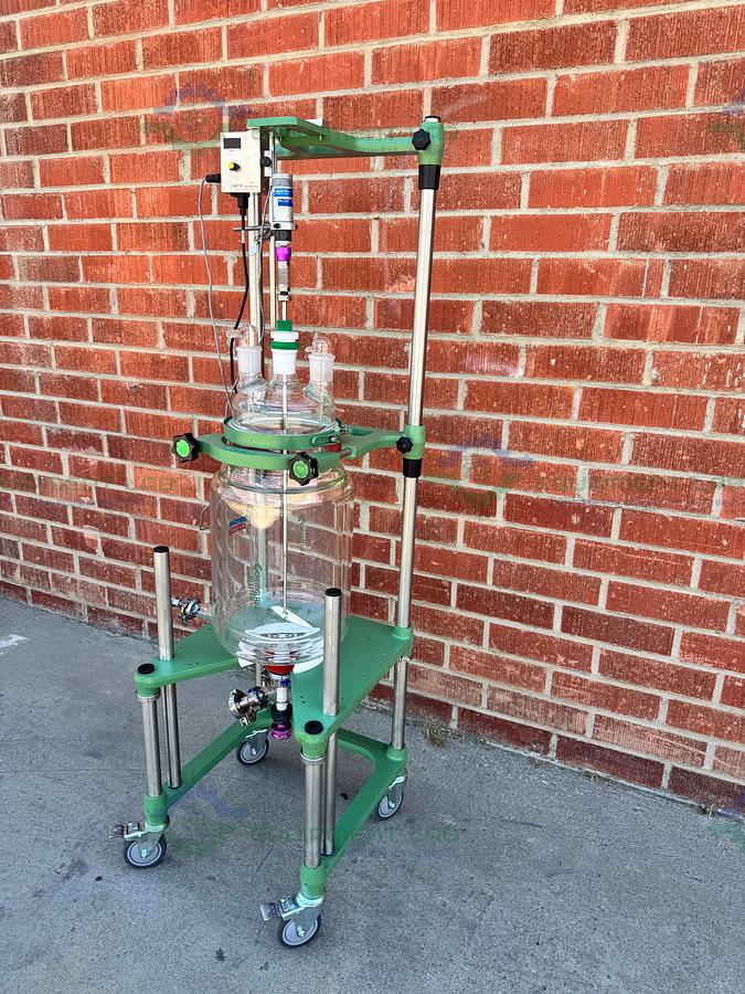 Used Chemglass 20 Liter Jacketed Glass Reactor w/ J-Kem Overhead Stirrer