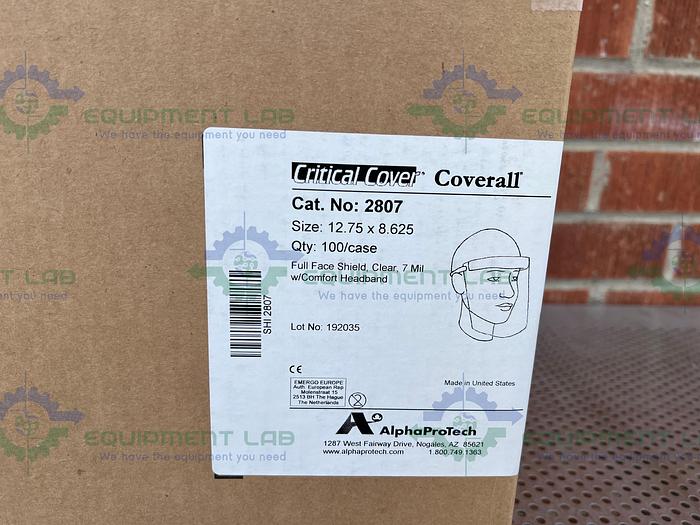 Used Box of 100 - Alpha ProTech  Critical Cover 2807 Disposable Clear Full Face Shield