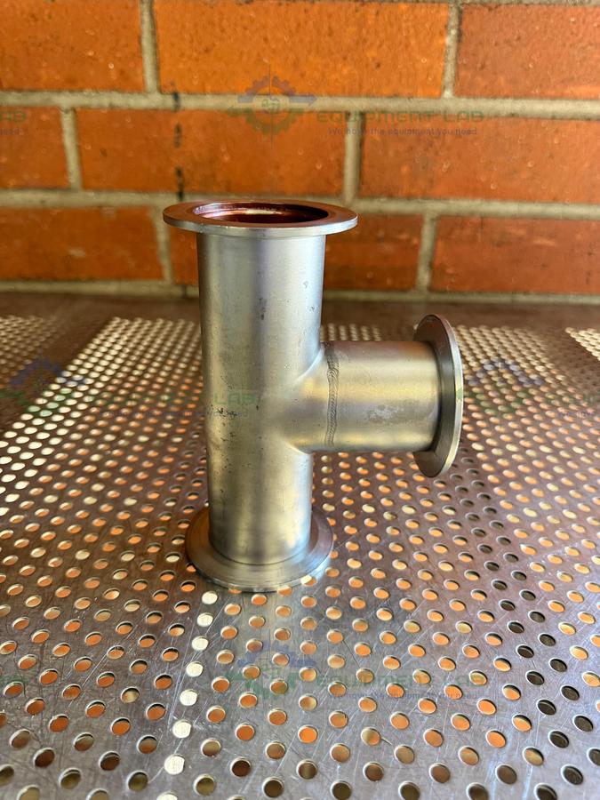 Used 3 Way Stainless Steel KF 50 Elbow Nipple Vacuum Fitting