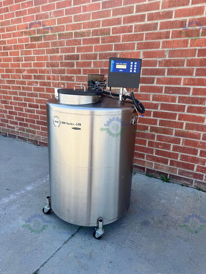 Used CHART MVE 800 Series-150  Liquid Nitrogen Cryogenic Storage Tank w/ TEC 3000