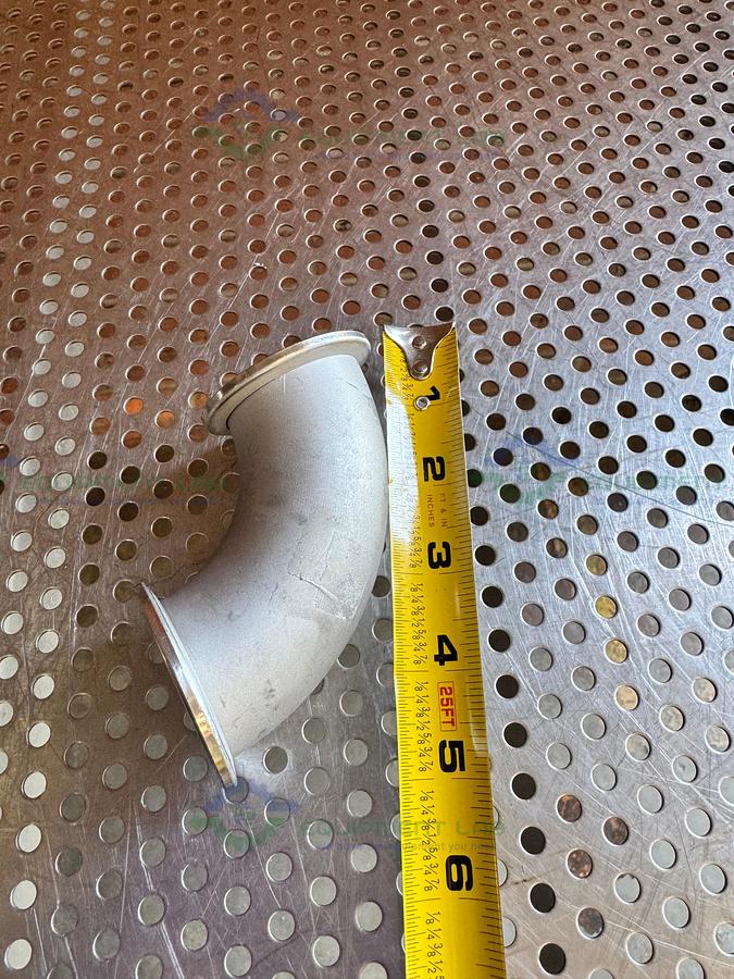 Used Stainless Steel 90 Degree KF 50 Elbow Nipple Vacuum Fitting