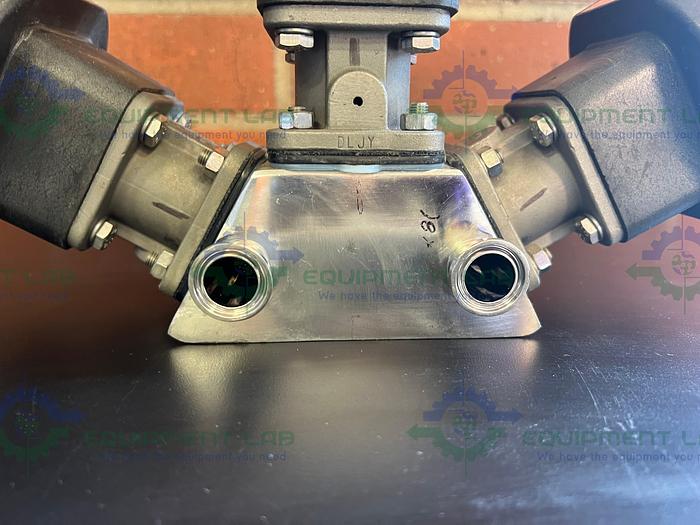 Used Lot of 3- ITT Pure Flo 9920 Diaphragm Valve w/ 4- Way 3/4" Sanitary Fittings