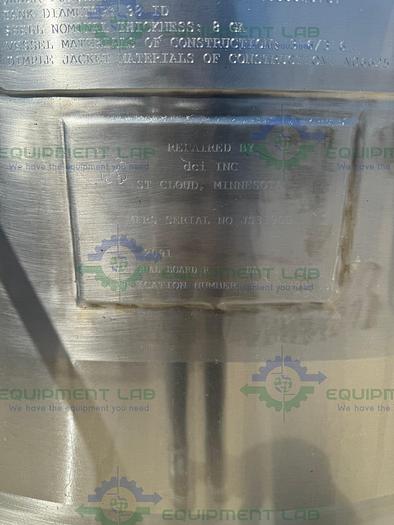 Used DCI 500 Liter Stainless Steel Jacketed Reactor 45 PSI w/ 0.5 HP Mixer