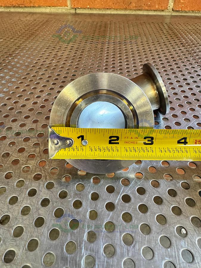 Used Stainless Steel 90 Degree KF 50 to KF 40 Elbow Nipple Vacuum Fitting