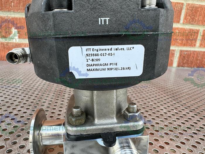 Used ITT Pure Flo Advantage B209  3 - Way Diaphragm Valve w/ 1" Sanitary Fitting