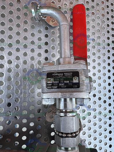 Used SMC AW40-N04-Z Filter Regulator 7 - 125 PSI w/ Flowserve Ball Valve