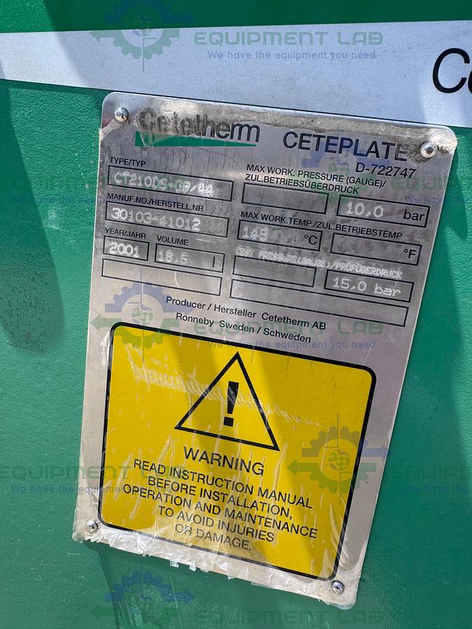 Used Cetetherm Ceteplate CT210DS-GP/44 Plate Heat Exchanger 18.5 L