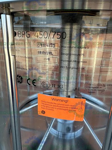 Used Cytiva / GE / Pharmacia BPG 450 / 750 Chromatography Column 117 L