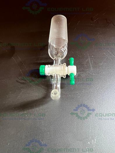 Used Chemglass Flow Control Adapter, 90°, 2mm 29/42 Inner Joint, w/ PTFE StopCock
