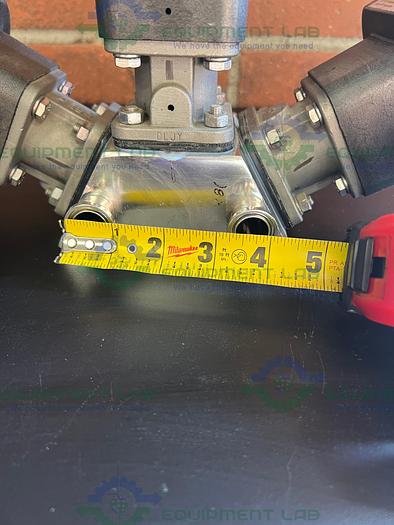 Used Lot of 3- ITT Pure Flo 9920 Diaphragm Valve w/ 4- Way 3/4" Sanitary Fittings