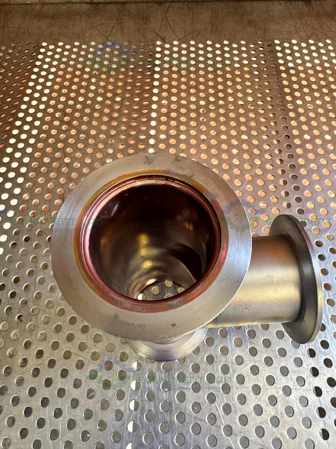 Used 3 Way Stainless Steel KF 50 Elbow Nipple Vacuum Fitting