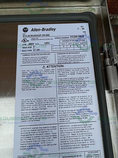 Used Allen Bradley / Nema 509-AOD Size 0 Combination Starter Circuit Breaker