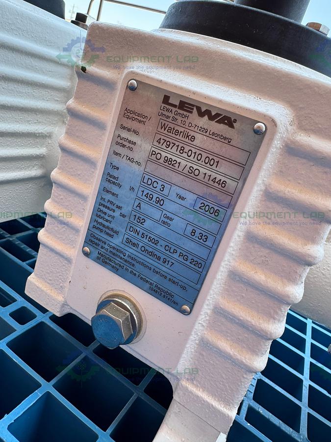 Used Lewa LDC 3 Waterlike Diaphragm Metering Pump w/ Reliance Electric 2.4 HP Motor