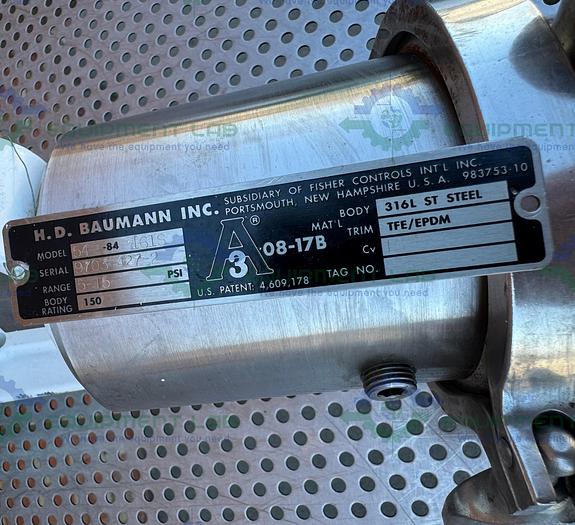 Used Baumann 54-84161S Tri Clamp Sanitary Control Valve 1 1/2", 5-15 PSI