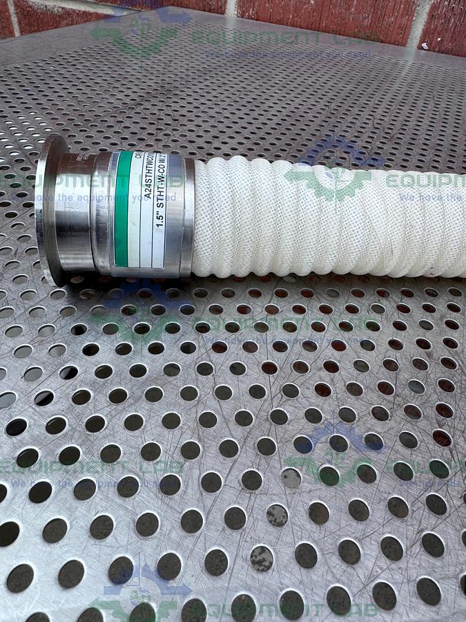 Used Sani Tech STHT-W-CO Flexible Silicone Hose 45" w/ 2" Sanitary Fitting